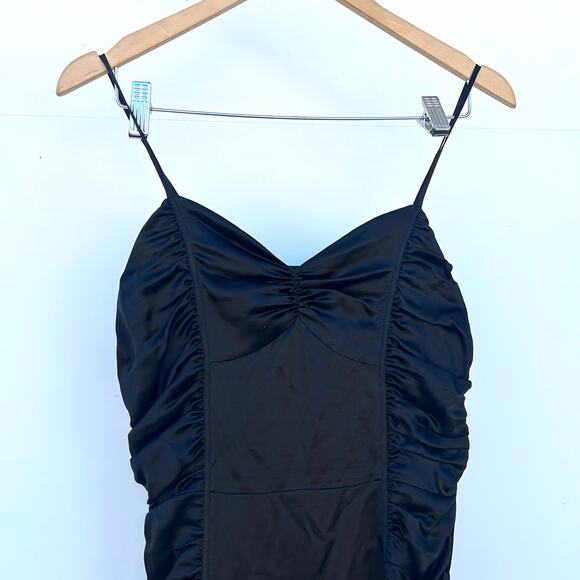 Vintage Y2K Betsey Johnson Black Strappy Silk Cocktail Club Slip Dress 4 - Picture 4 of 10